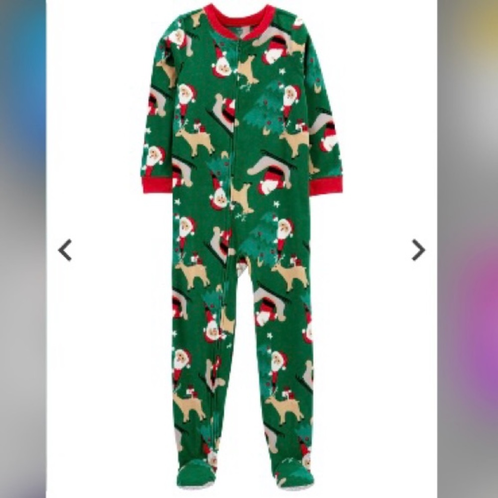 NWT Sz 4T Santa Reindeer Holiday Fleece Footie Pajamas - Picture 2 of 3
